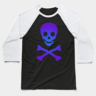 Skull and Crossbones Pirate Flag Purple Royal Blue Gradient Baseball T-Shirt